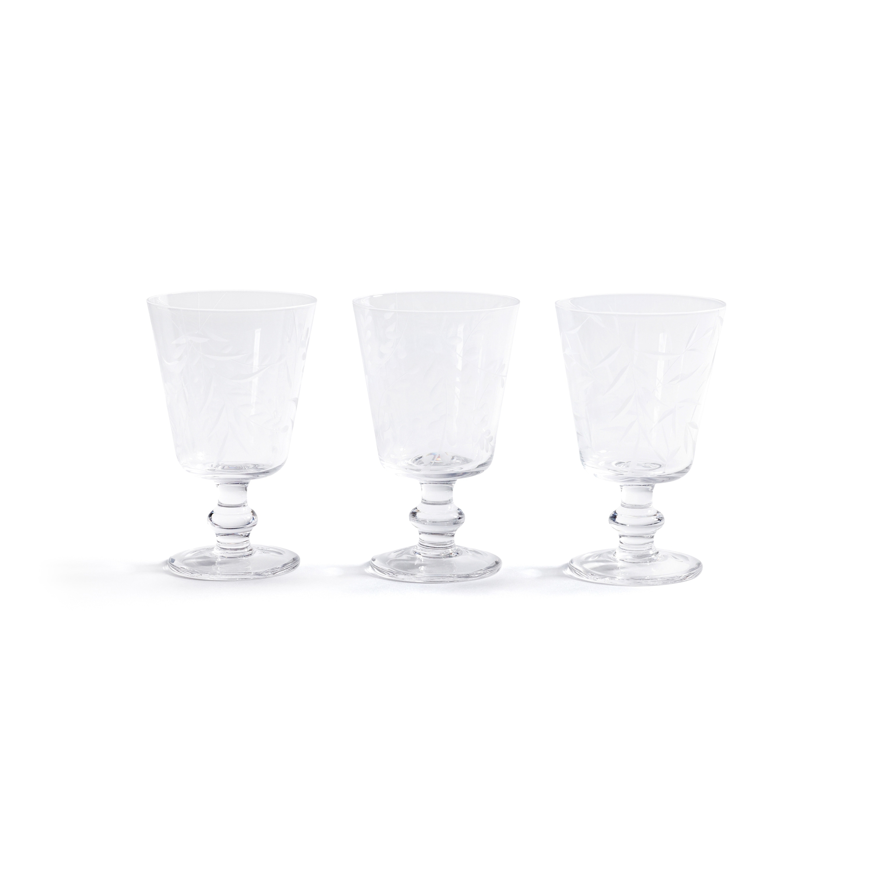 Etched All-Purpose Goblet Glasses - Set of 3 (Assorted)