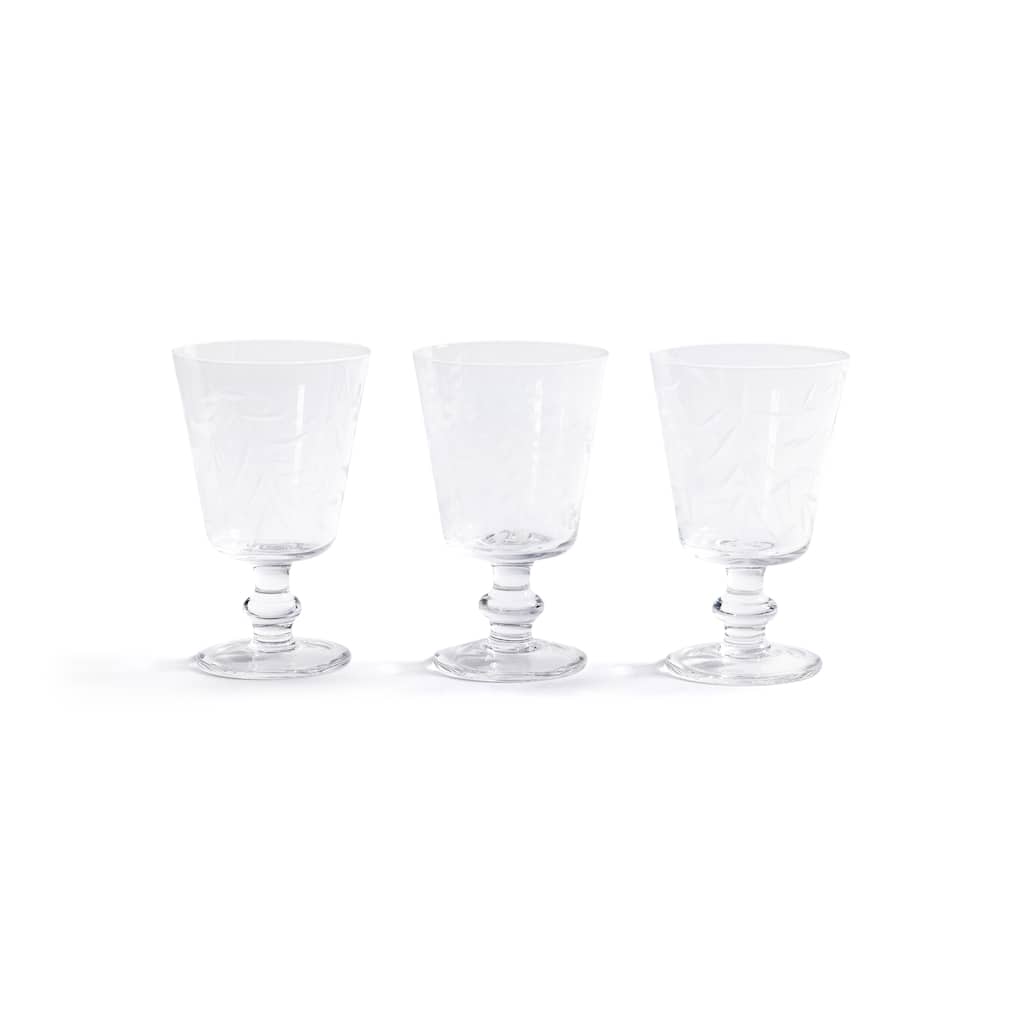 Etched All-Purpose Goblet Glasses - Set of 3 (Assorted)