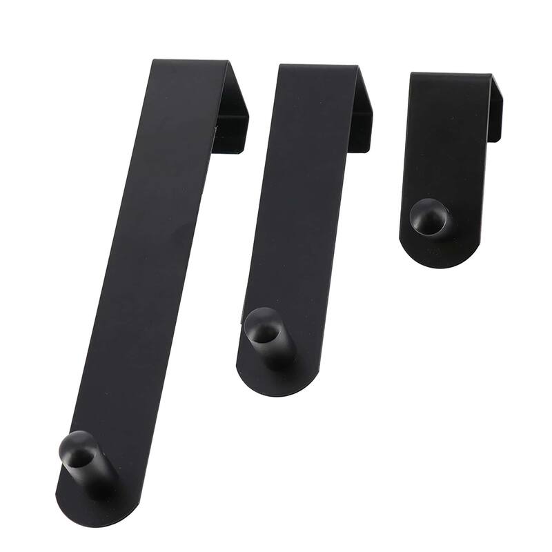 Adjustable Over The Door Hooks - 3-Piece Door Hanger Set for Clothing and Accessories - Black