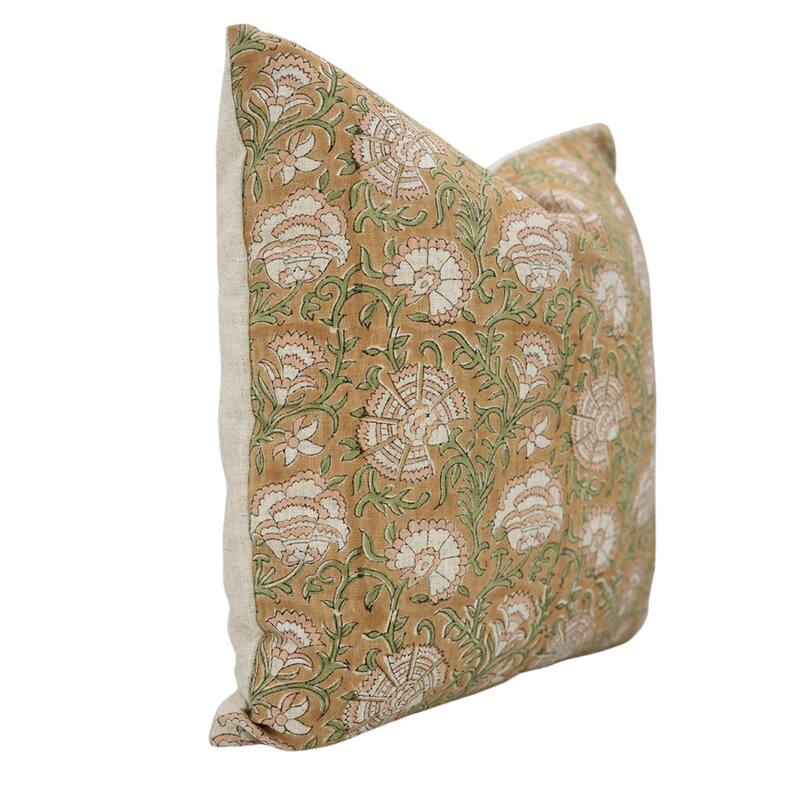 Fabdivine Hand Block Print 14x36 Inch Floral Cushion Case for Farmhouse Soft Linen Boho Home Throw Décor Pillow Cover, Sonakshi