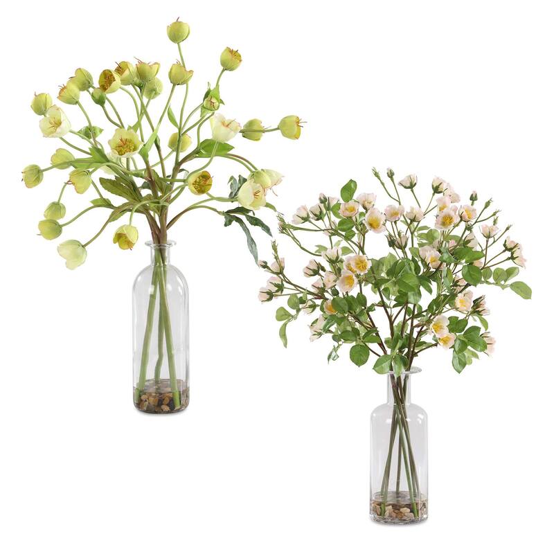 Uttermost 60251 Tranquility Lenten 18" Wide Hellebore Artificial Plant - Blush Pink / Light Yellow / Clear - Blush Pink / Light Yellow / Clear
