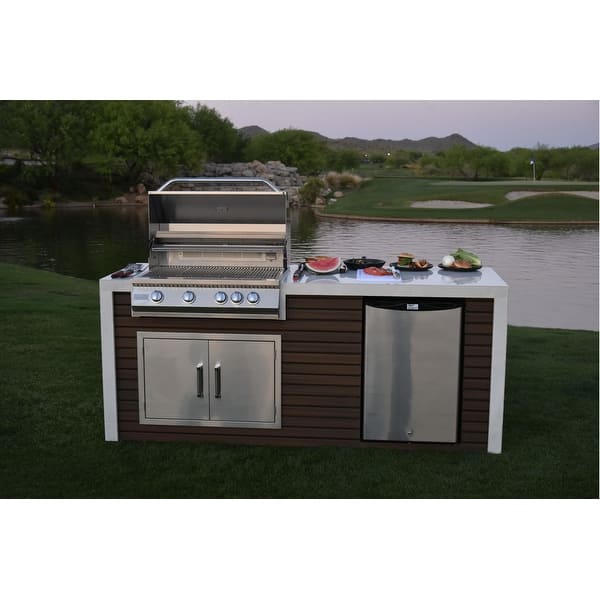 Classic Shiplap Outdoor Kitchen KoKoMo Grill with Waterfall Edge - Bed ...