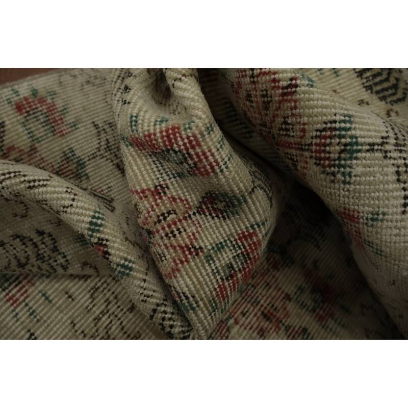 Hand Knotted Oriental 100% Wool Carpet Transitional All-Over Beige & Ivories Anatolian Area Rug - 9' 7'' X 5' 7''