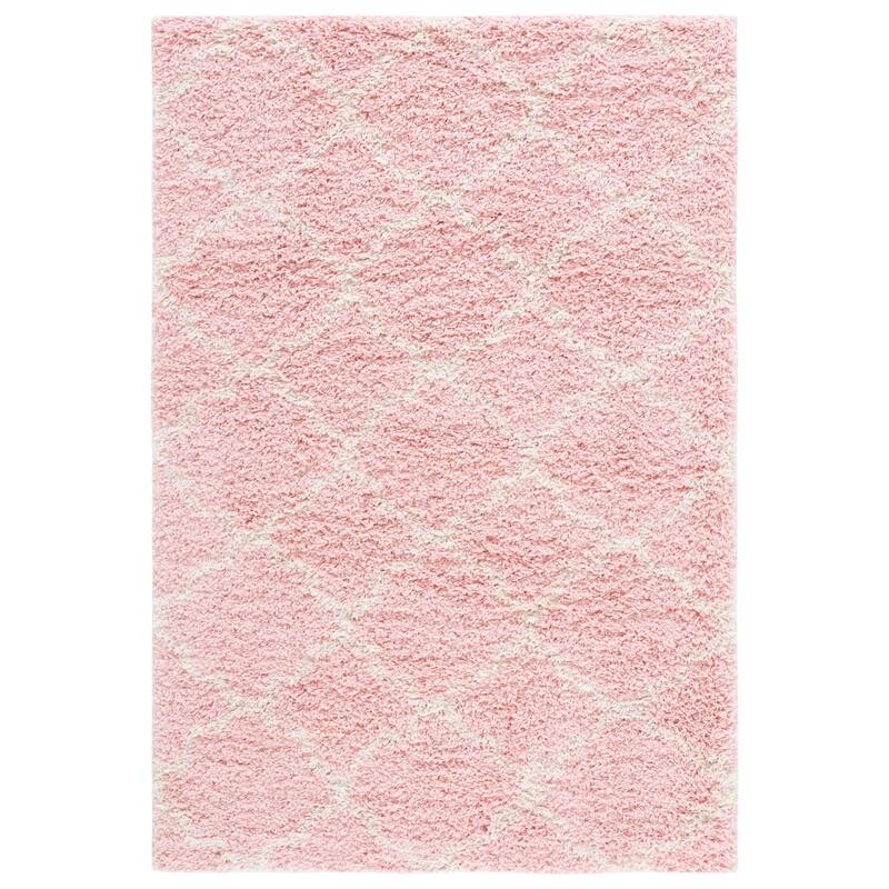 SAFAVIEH Hudson Shag Vitchka Glam Trellis 2-inch Area Rug - 4' x 6' - Pink/Ivory