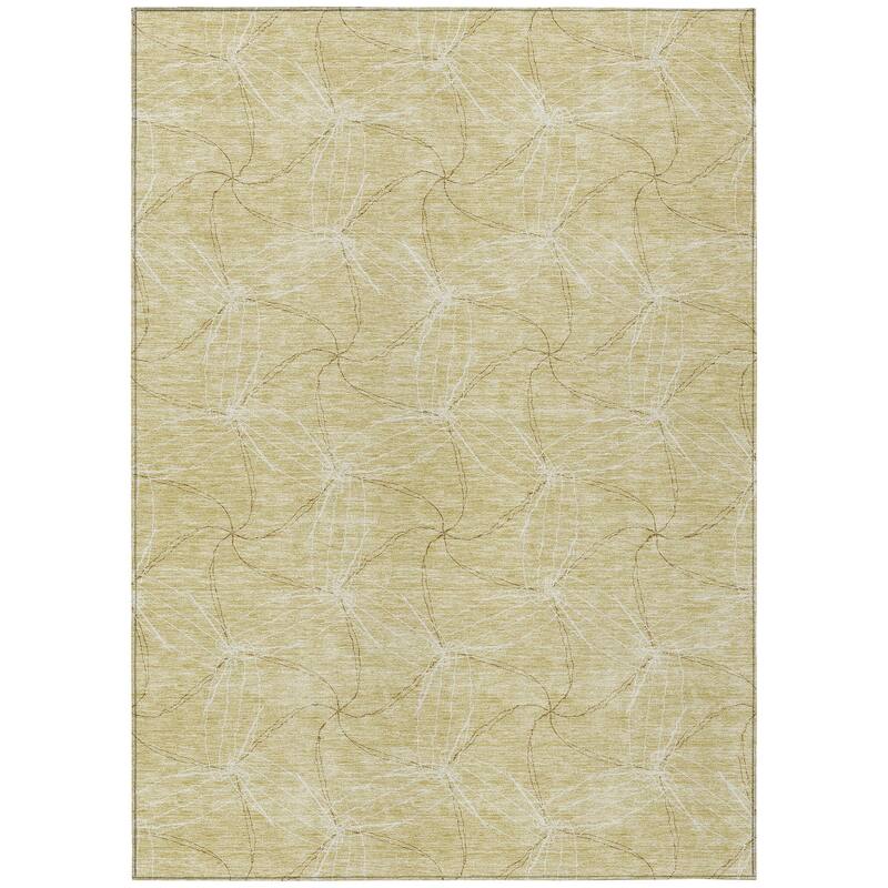 Machine Washable Indoor/ Outdoor Abstract Contemporary Chantille Rug