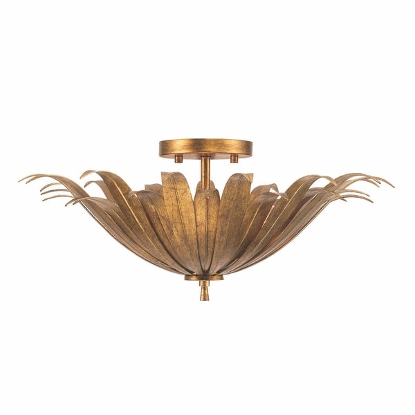 slide 2 of 5, Eden 3-light Convertible Semi-Flush Mount/ Pendant Antique Gold