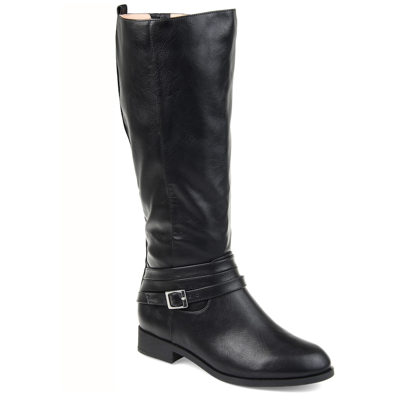 Journee Collection Women's Ivie Stacked Heel Riding Boots - Black - 6
