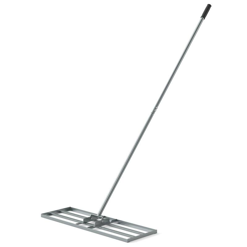 Gymax Lawn Leveling Rake 30'' x 10'' Heavy Duty Lawn Level Tool for - Silver
