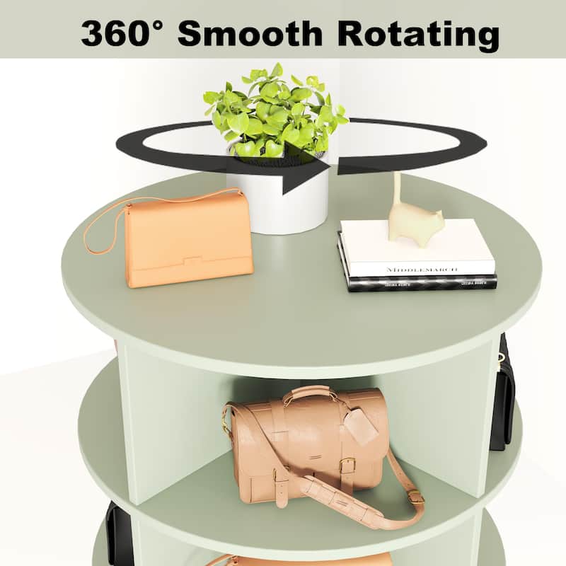 Green 360 Degree Rotating Shoe Rack, 7 Layers for 24 Pairs, Easy Assembly, Stylish Design, Carousel for Shoes and Handbags