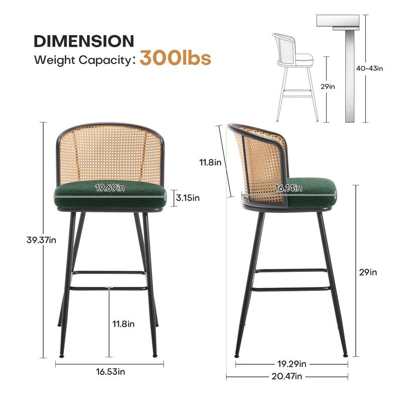 26"/29" Rattan Upholstered Bar Stool /Counter Stools Set of 2/3/4