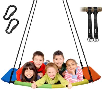 Trekassy 700lb Giant 60" Skycurve Platform Metal Tree Swing for Kids and Adults Wear- Resistant with 2 Hanging Straps - N/A