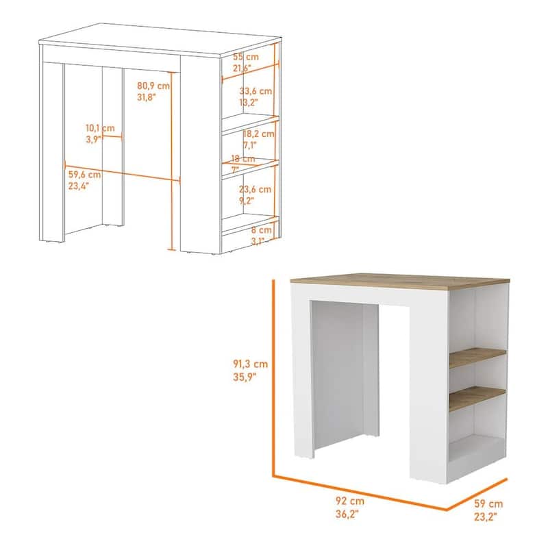 Wooden Kitchen Island with Storage Base