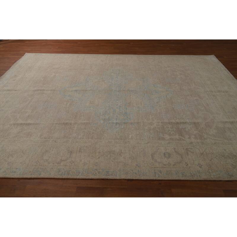 Vegetable Dye Oushak Turkish Rug Handmade Living Room Wool Carpet - 8'0"x 10'1"