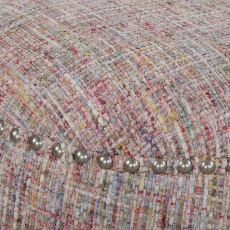 Confetti Chenille Plush Pouf Ottoman - 18.5" - Multicolor