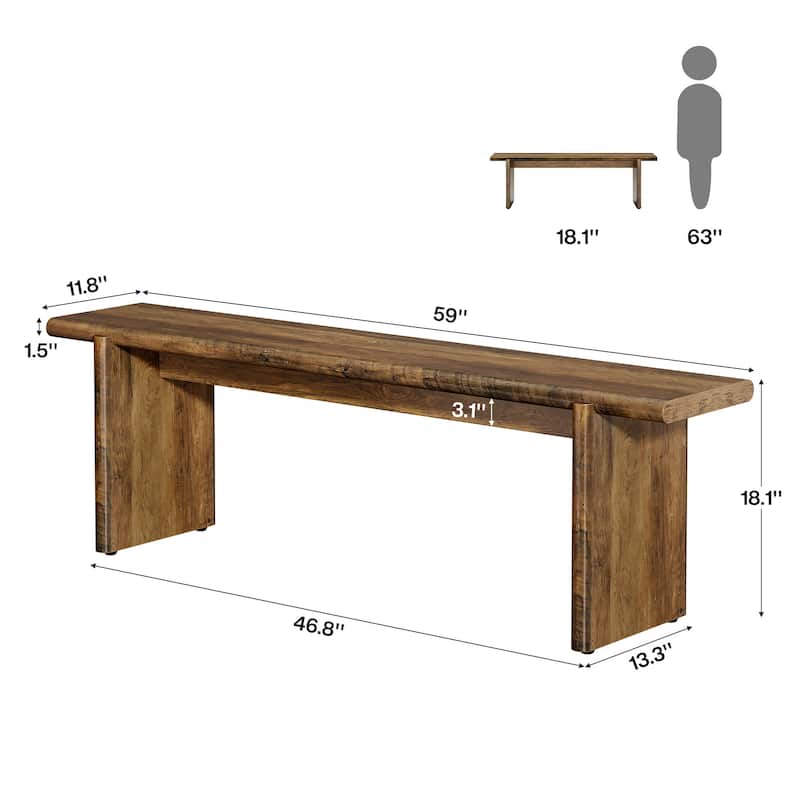 59-Inch Wooden Entryway Bench Shoe Bench Seat for Hallway - 11.8" D x 59" W x 18.1" H