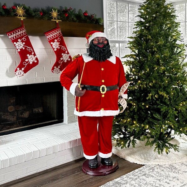 Fraser Hill Farm 58 African American Dancing Santa Holding List