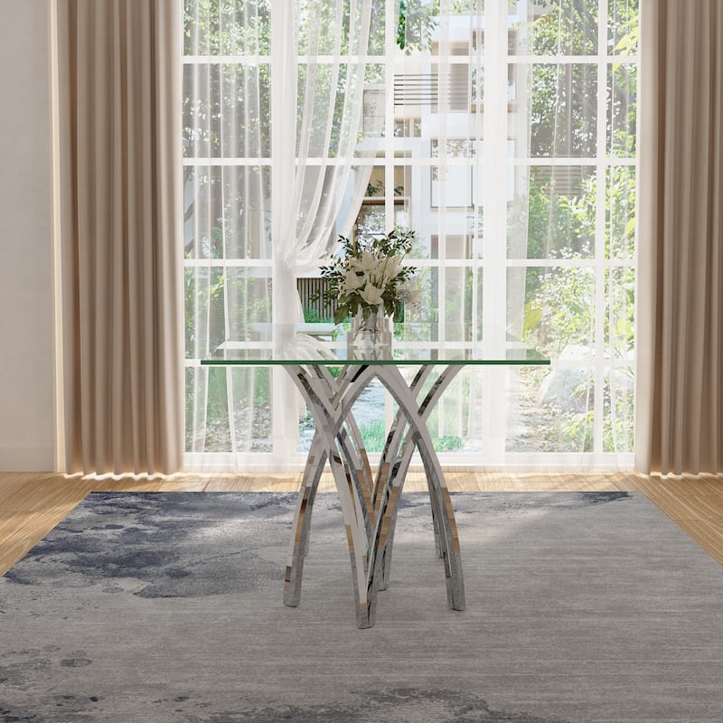 Luxurious Clear Tempered Glass Dining Table Set with Heavy Duty Dining Chairs