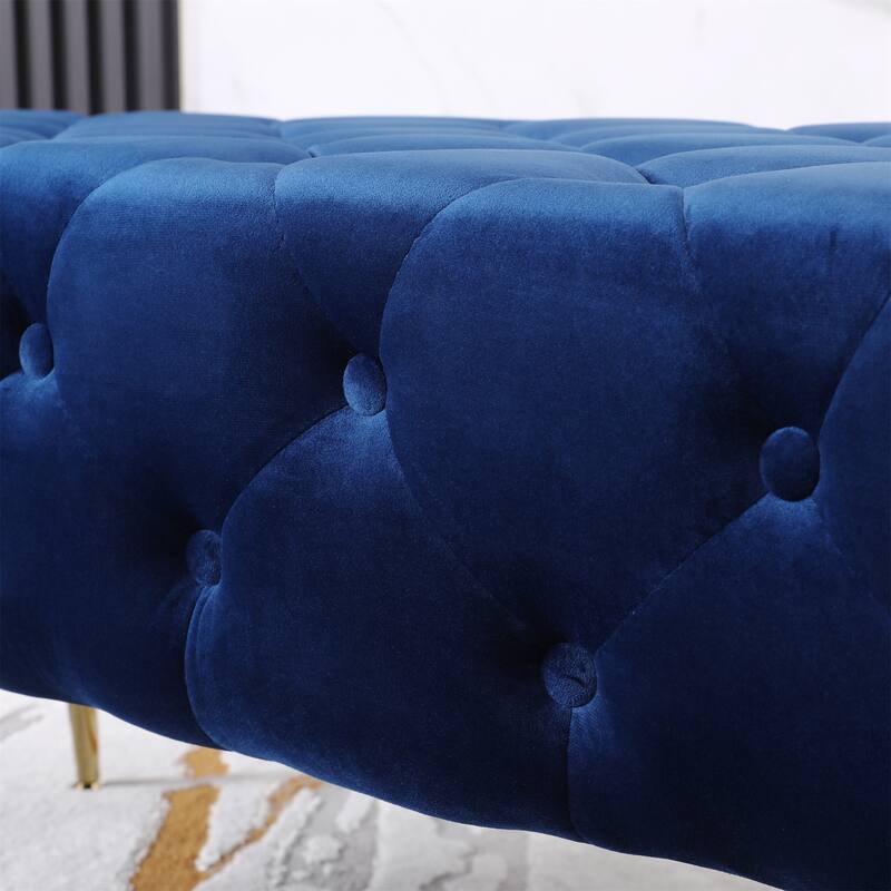 Velvet Button Tufted Bench