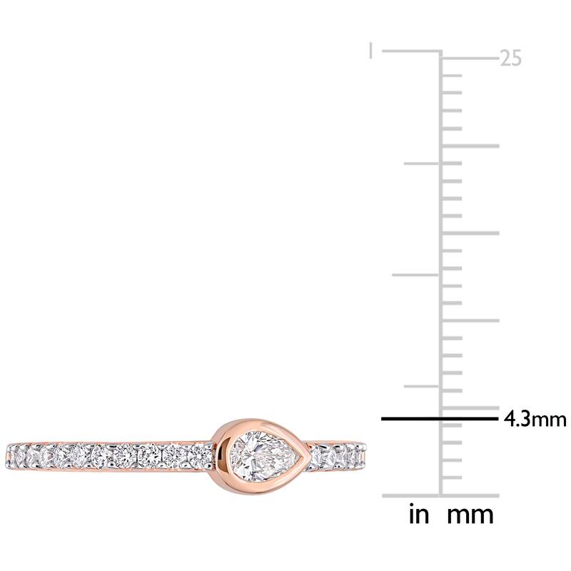 Miadora 14k Rose Gold 1/3ct TDW Pear and Round-cut Diamond Anniversary Wedding Band Ring