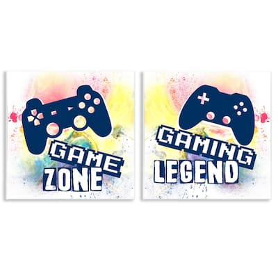 Stupell Retro Splatter Game Phrases Wall Plaque Art Design By Marcus Prime (Set of 2)