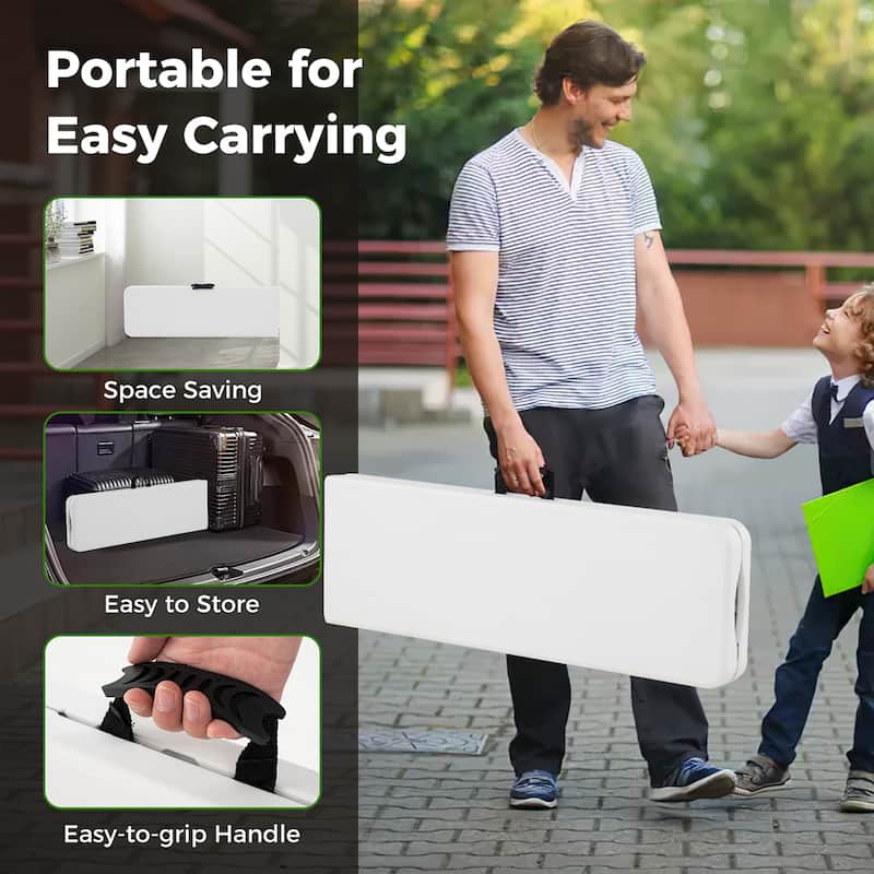 Gymax 2PCS 6 ft Plastic Folding Bench w/ 1320 LBS Capacity Handle &