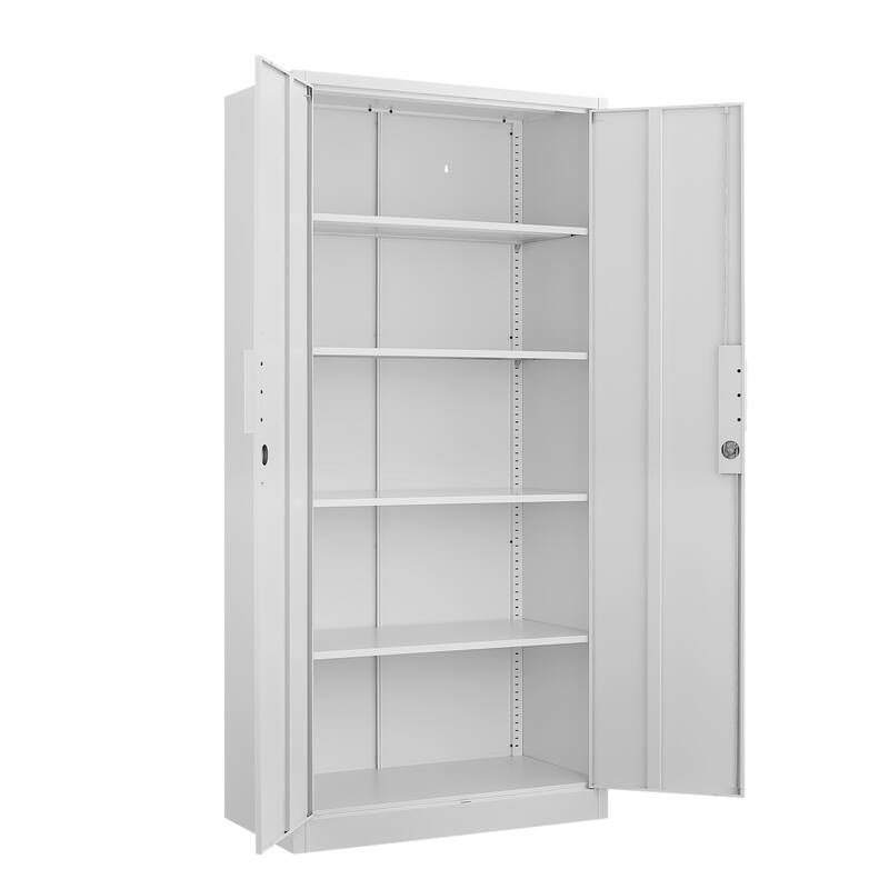 Modern 2-Door Filing Cabinet, Organization Cabinet with Lock, 4 Adjustable Shelves, for Home Office, White