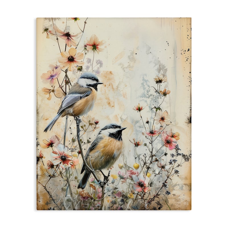 Stupell Sparrows Perched on Florals Canvas Wall Art Design By Arlington Prints - 36 x 48