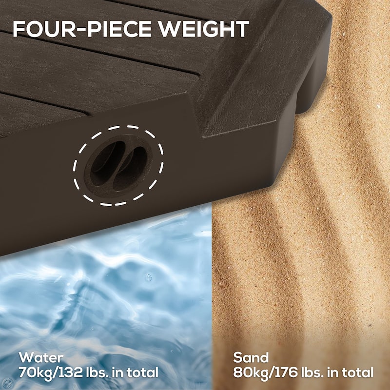 Outsunny 4 Piece Patio Cantilever Umbrella Base Weight Set, Outdoor Offset Umbrella Weights for Umbrella Stand