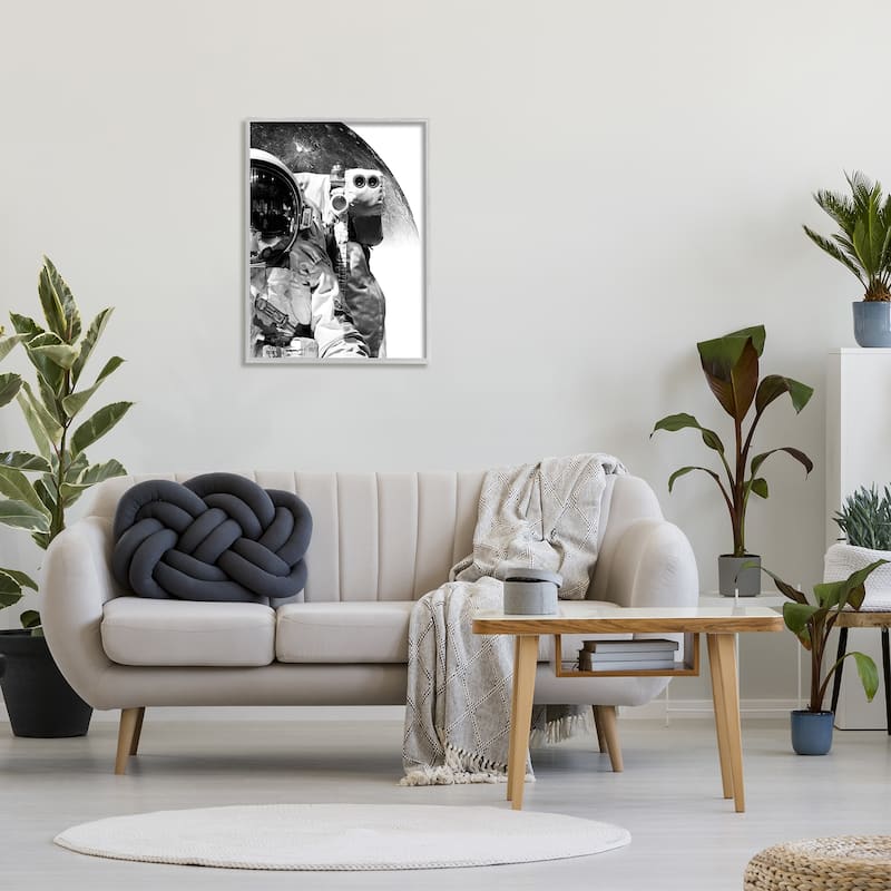 Stupell Monochrome Astronaut Distant Planet Outer Space Photography Framed Wall Art, Design by Brandon Wong