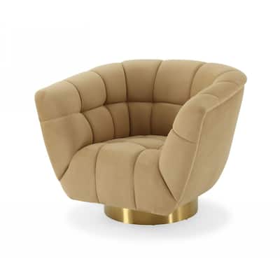 Divani Casa Granby Glam Mustard and Gold Fabric Chair