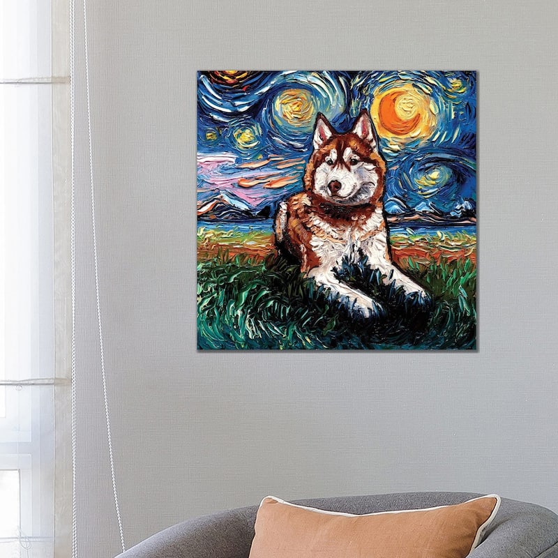 iCanvas "Red Husky Night" by Aja Trier Canvas Print - 26x26x1.5