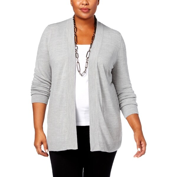 Karen Scott Womens Open Front Draped Long Sleeve Cardigan