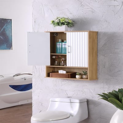 Bathroom Wall Cabinet with 2 Door - 7.9"D x 23.6"W x 27.5"H