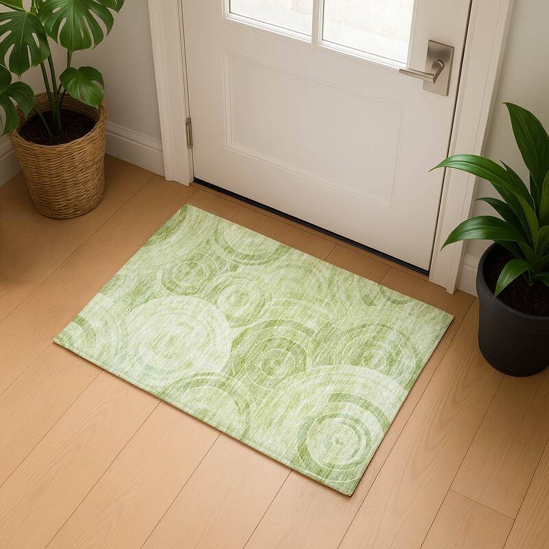 Premium Washable Super Soft Contemporary Mosaic Mayfield Rug - Sage - 1'8" x 2'6"