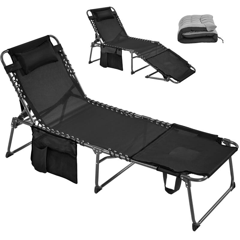 Yaheetech Outdoor Folding Tanning Chair with Removable Padded Cushion and Face Hole