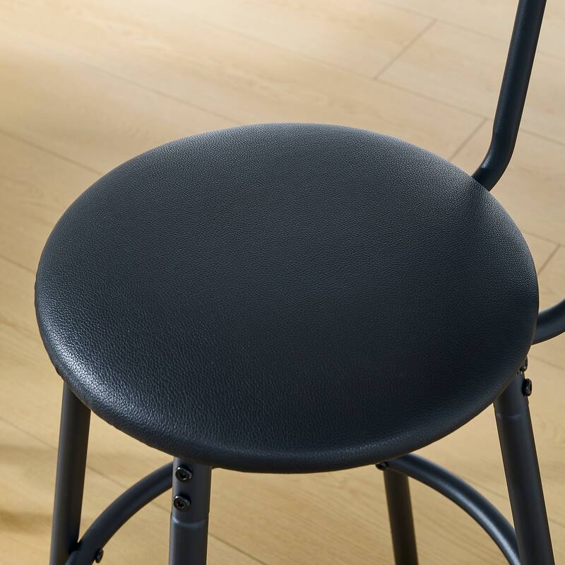 Round bar table and stool set with shelf