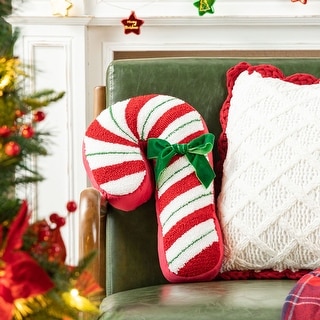 Glitzhome 15.75"H Hooked Candy Cane Shaped Pillow Christmas Ornaments