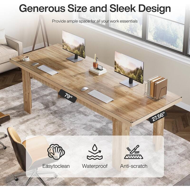 79 Inch Double Desk for Two People, Extra Long Computer Desk for Home Office