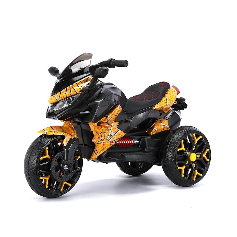 Kids Electric Motorcycle Ride-On Motorcycle Ride-On Bike Yellow Toddler Motorcycle with Bluetooth & Lights