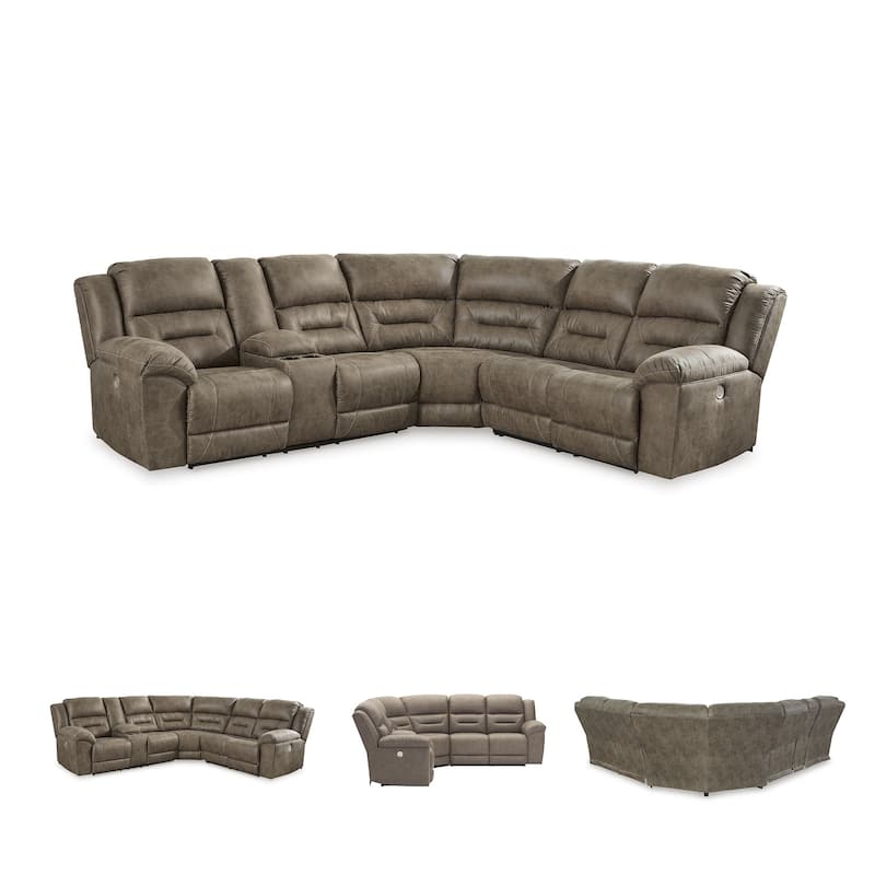Signature Design by Ashley Ravenel Brown 3-Piece Power Reclining Sectional - 106"W x 93"D x 43"H