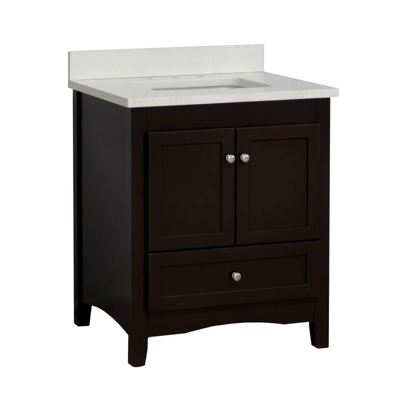 KitchenBathCollection Abbey 30" Bathroom Vanity with Quartz Top