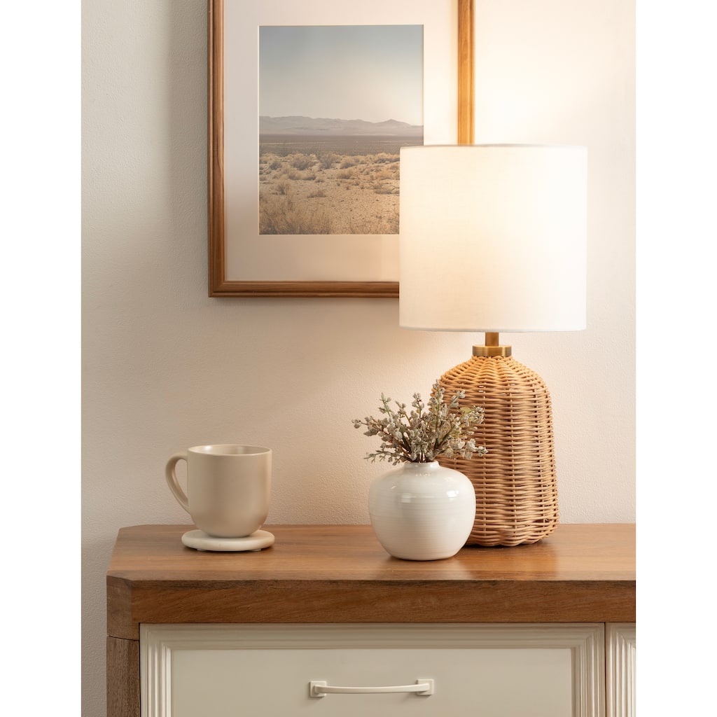 Kate and Laurel Wylla Rattan Table Lamp - 8x8x18