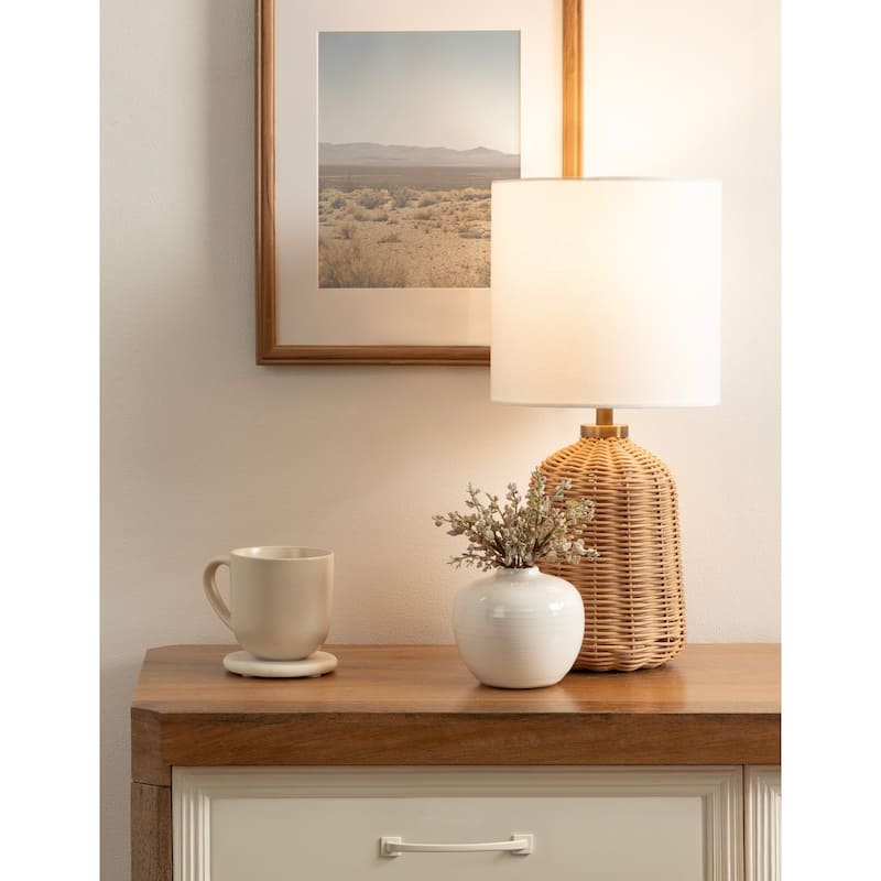 Kate and Laurel Wylla Rattan Table Lamp - 8x8x18