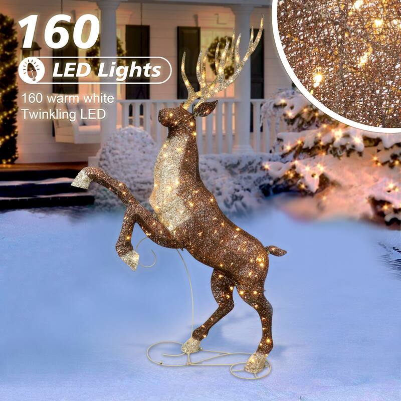 Puleo International 72" Pre-Lit Outdoor Elk with 160 Warm White Twinkling LED Lights