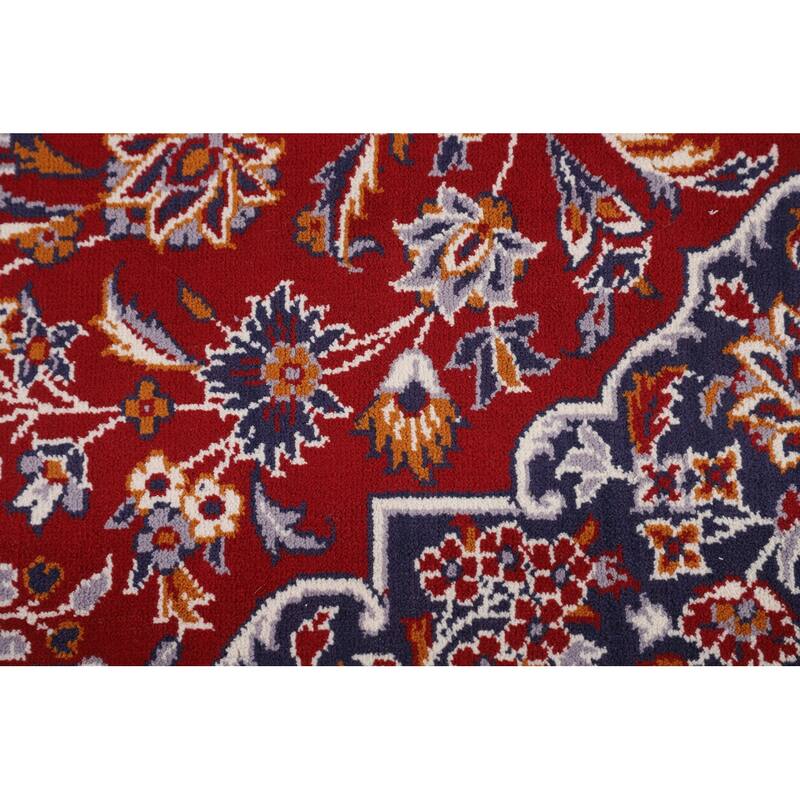 Traditional Kashan Turkish Area Rug Floral Machine-Made Carpet - 9'8" x 12'9"