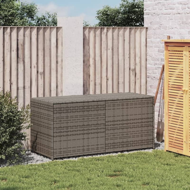 vidaXL Patio Storage Box Poly Rattan 70.9"x35.4"x27.6" Gray