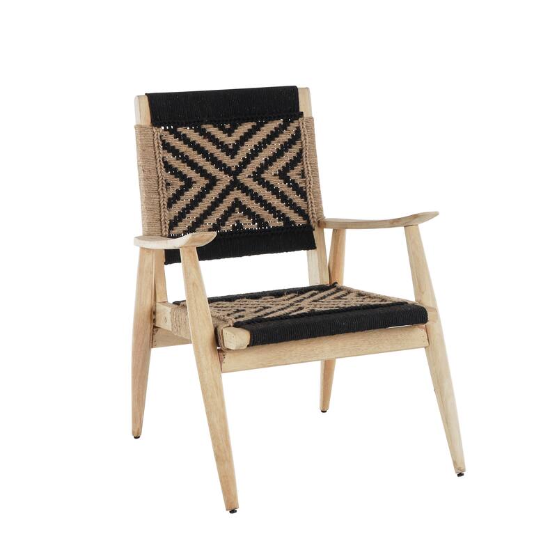 Black or White Jute Rope Handmade Living Room Accent Chair with Brown Mango Wood Frame