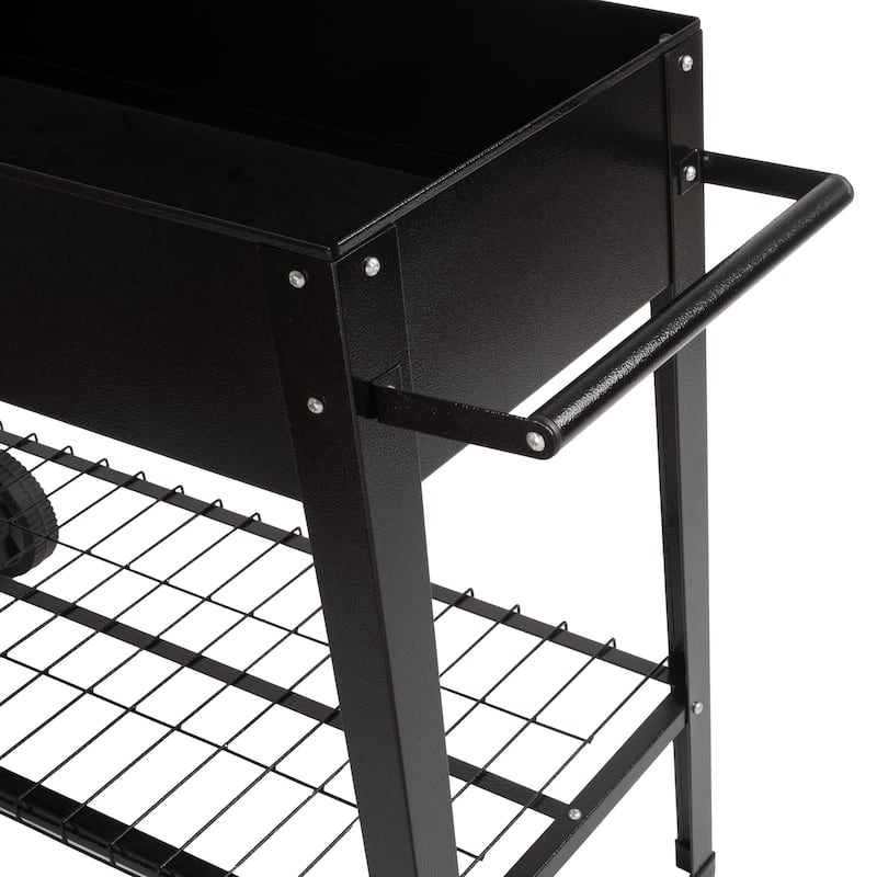 Raised Garden Bed - Planter Box with Storage Shelf by Pure Garden (Black)