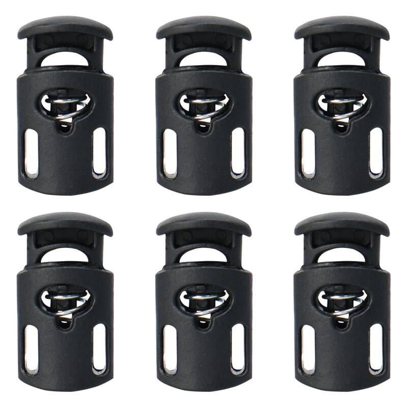 6pcs Plastic Cord Lock Stopper Spring Toggle Fastener Organizer Black