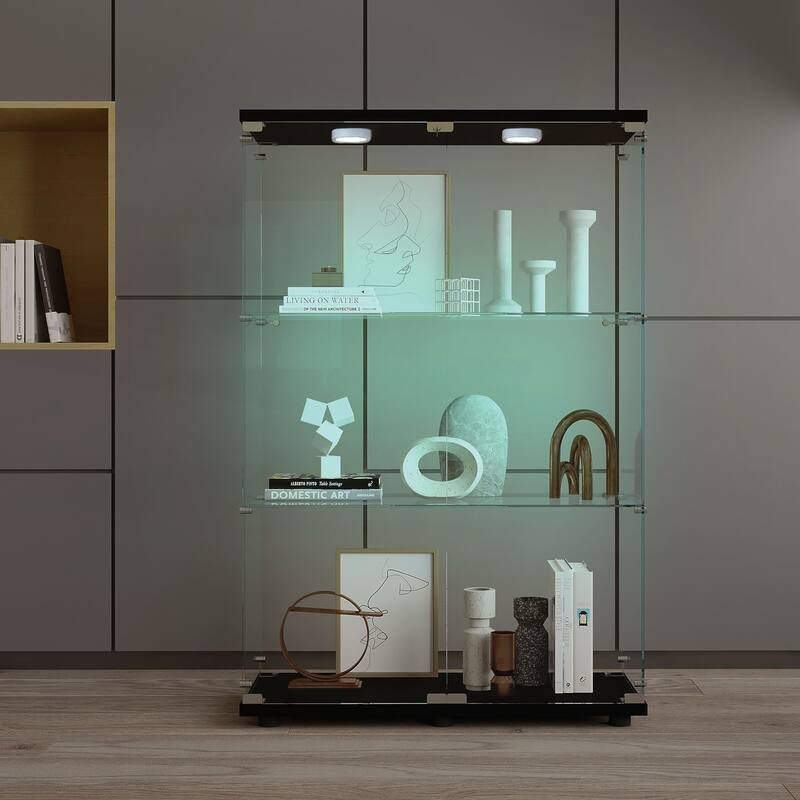 Tempered Glass Display Cabinet with Battery-powered Paipai Light